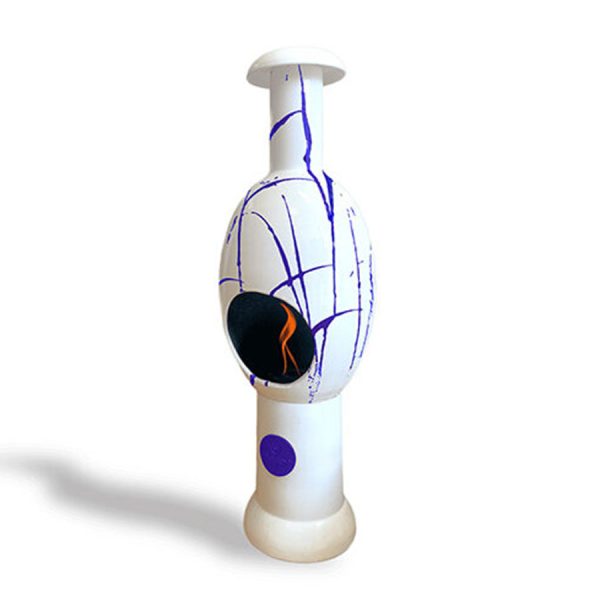 Caminetto a bioetanolo da pavimento modello EGG Eco Fireplaces in ceramica e acciaio inox schizzo blue Trona Greenterest