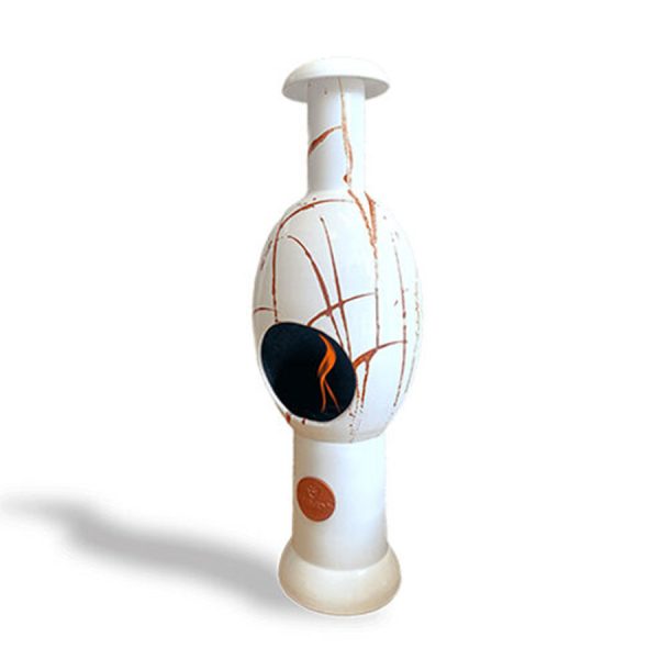 Caminetto a bioetanolo da pavimento modello EGG Eco Fireplaces in ceramica e acciaio inox schizzo bronzo Trona Greenterest