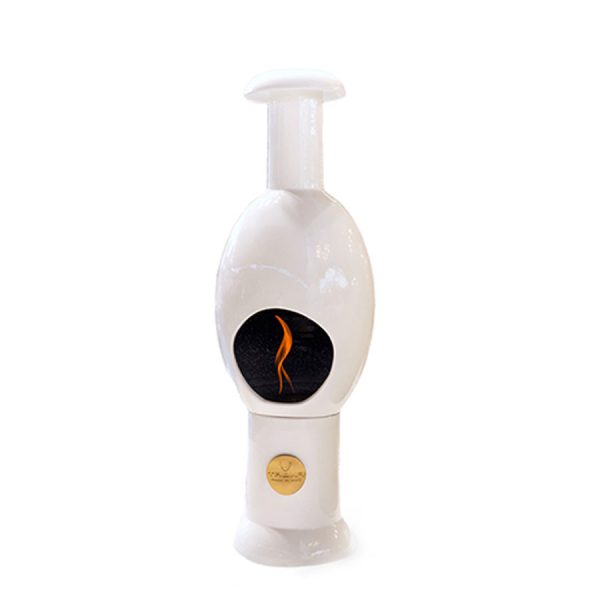 Caminetto a bioetanolo da pavimento modello EGG Eco Fireplaces in ceramica e acciaio inox Trona Greenterest