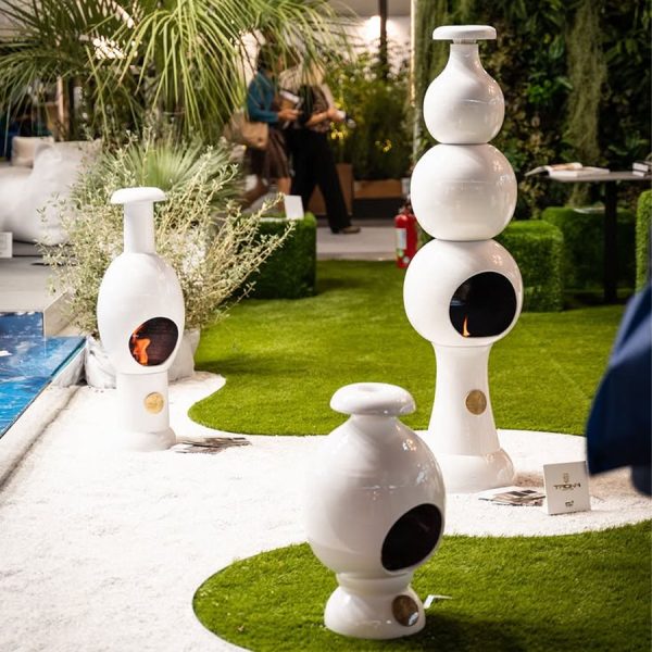 Caminetto a bioetanolo da pavimento Eco Fireplaces in ceramica e acciaio inox Black Trona Greenterest