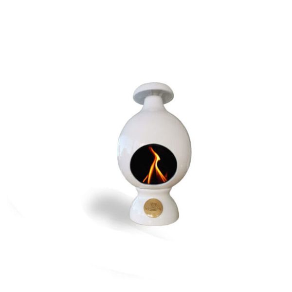 Caminetto a bioetanolo da pavimento Eco Fireplaces SMALL in ceramica e acciaio inox bianco Trona Greenterest