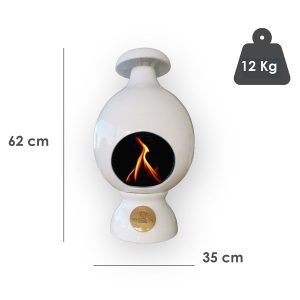 Caminetto a bioetanolo da pavimento Eco Fireplaces SMAL in ceramica e acciaio inox bianco Trona Greenterest