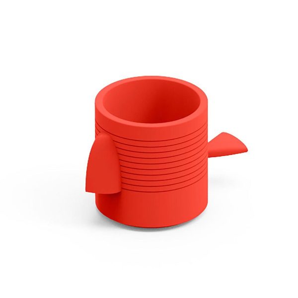 Portaoggetti o portavaso di colore corallo. Jago oggetto di design in polietilene realizzato da Lyxo simile ad volatile.