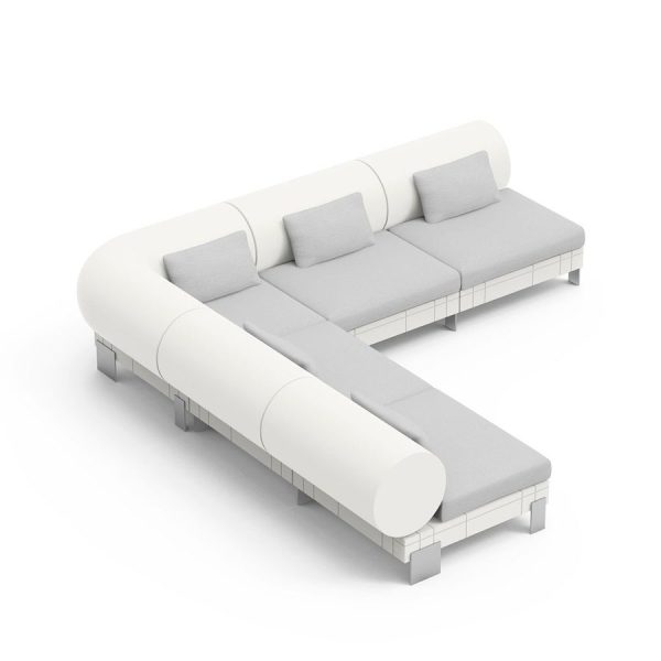 Rhor Combo 5L Divano Componibile color perla, realizzato da Lyxo