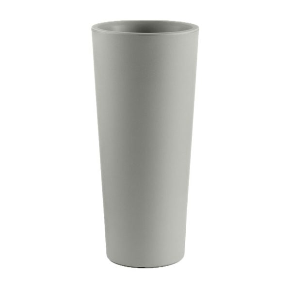 Vaso Alto Tondo Gaia, color argento, in polietilene, realizzato da Lyxo