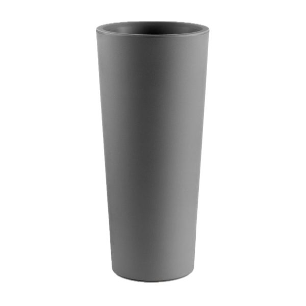 Vaso Alto Tondo Gaia, color ferro, in polietilene, realizzato da Lyxo