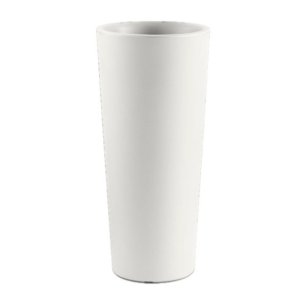 Vaso Alto Tondo Gaia, color perla, in polietilene, realizzato da Lyxo