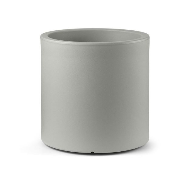 Vaso Cilindrico Loto, color argento, in polietilene, realizzato da Lyxo