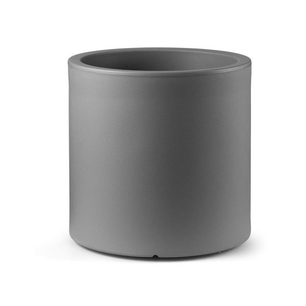 Vaso Cilindrico Loto, color ferro, in polietilene, realizzato da Lyxo