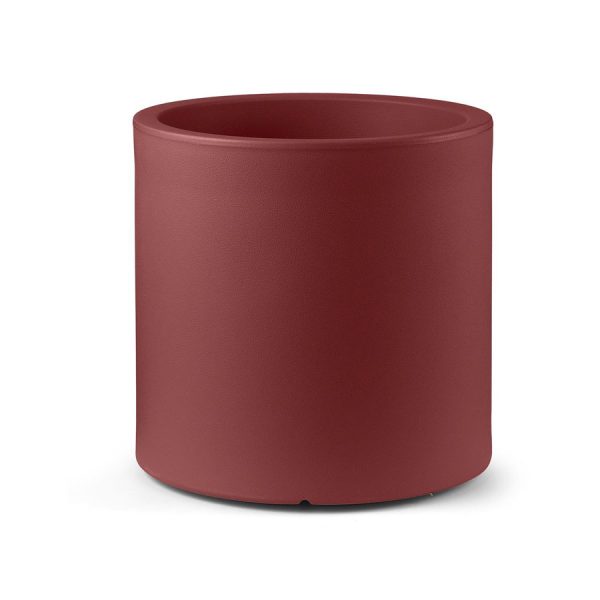 Vaso Cilindrico Loto, color granato, in polietilene, realizzato da Lyxo