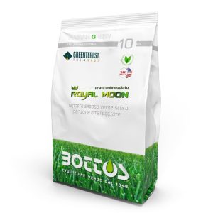 Sacco da 10 Kg di seme per prato in ombra Royal Moon di Bottos, tappeto erboso verde scuro per zone ombreggiate